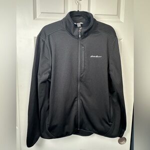 Eddie Bauer Men's Size L Activator Grid Fleece Full Zip Black Mock Neck